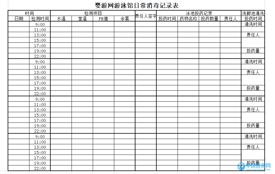 婴游网消毒记录表